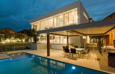 Modern backyard swimming pool